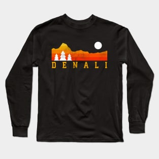denali national park retro vintage mountains Long Sleeve T-Shirt